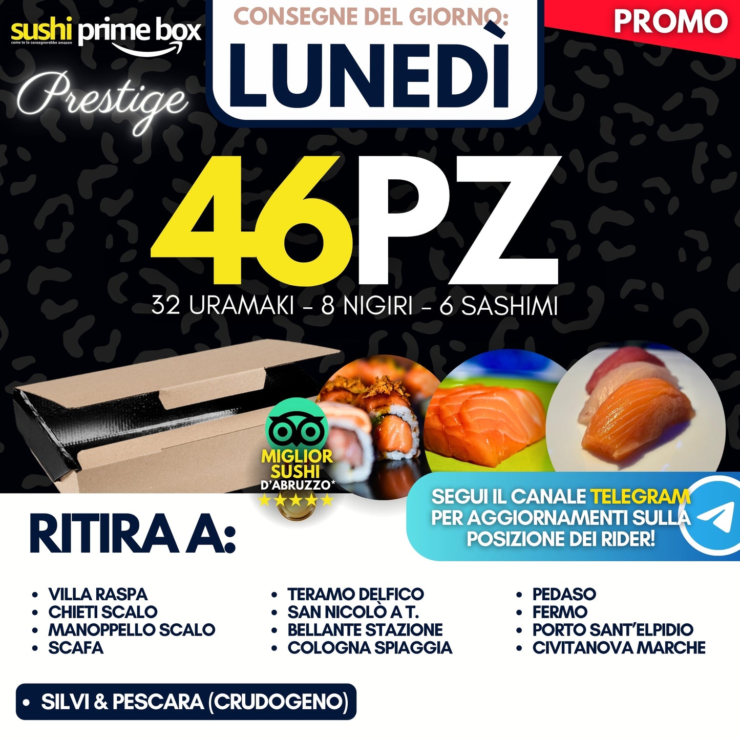 Sushi PRESTIGE Prime Box 46 Pezzi - Lunedì 9