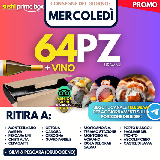 Sushi Prime Box 64 Pezzi - Mercoledì 10