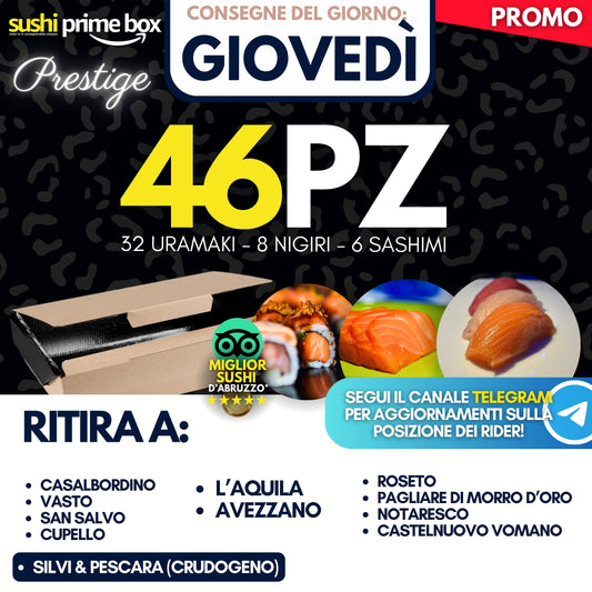 Sushi PRESTIGE Prime Box 46 Pezzi - Giovedì 11