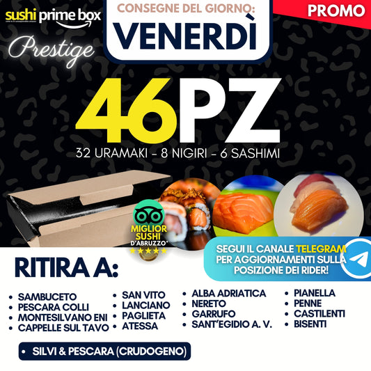 Sushi PRESTIGE Prime Box 46 Pezzi - Venerdì 12