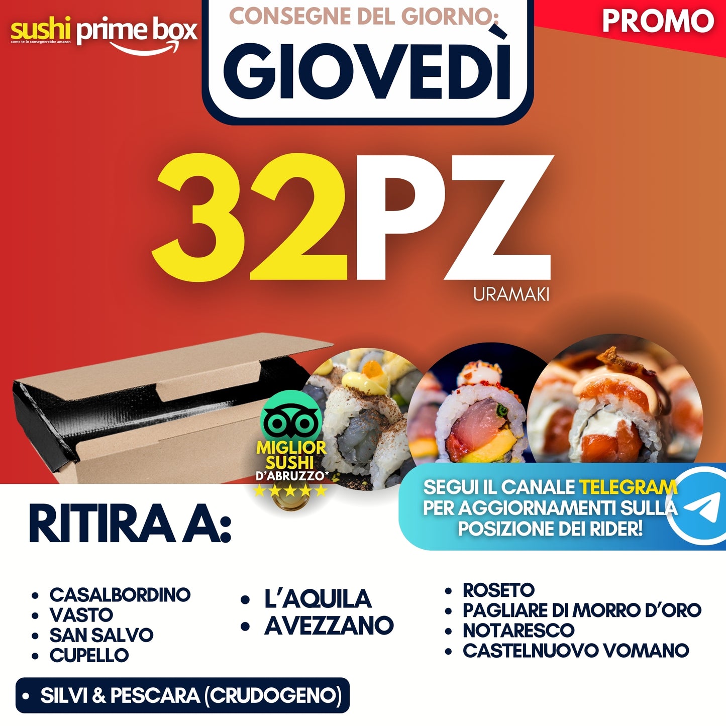 Sushi Prime Box 32 Pezzi - Giovedì 11