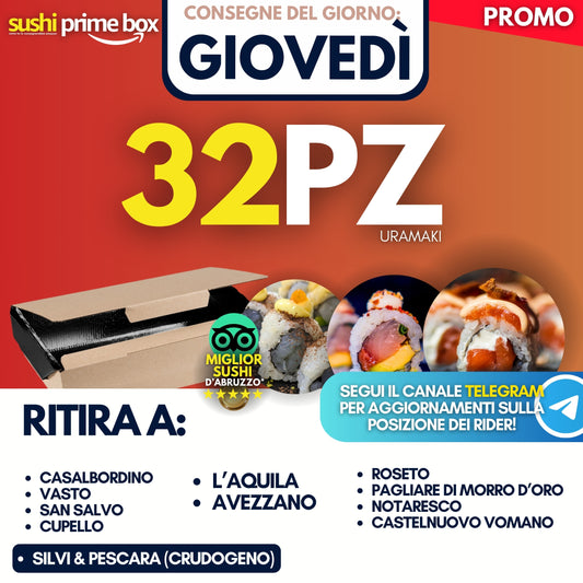 Sushi Prime Box 32 Pezzi - Giovedì 11