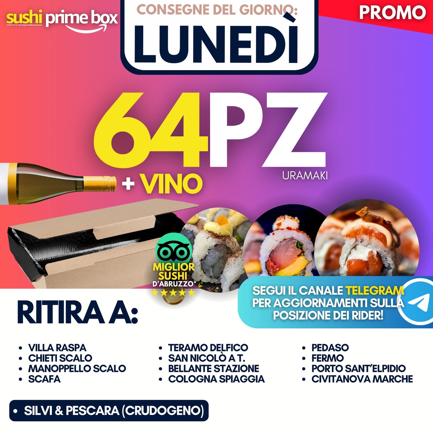 Sushi Prime Box 64 Pezzi - Lunedì 9