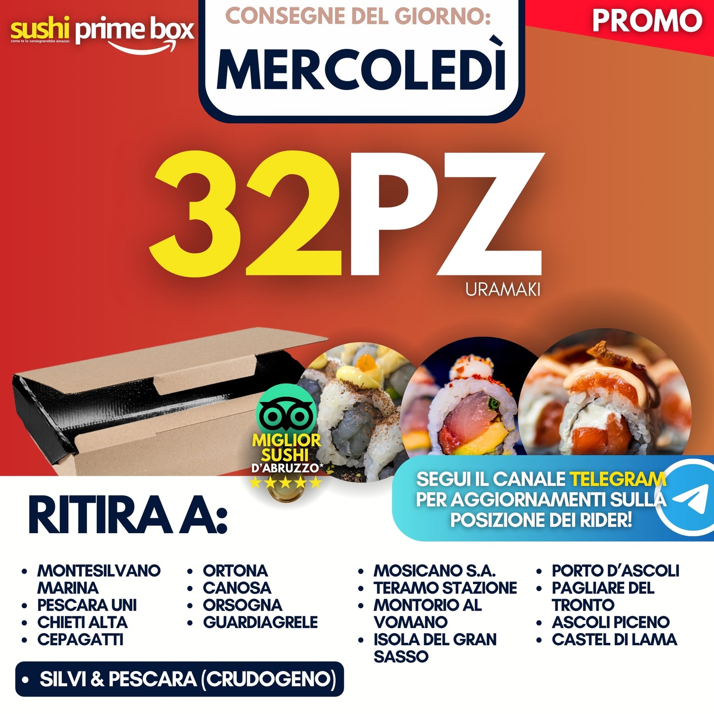 Sushi Prime Box 32 Pezzi - Mercoledì 17